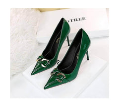 Pointed Toe Metal Embellished Stilettos