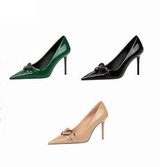 Pointed Toe Metal Embellished Stilettos
