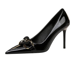Pointed Toe Metal Embellished Stilettos EU 33 / Black / 9.5CM