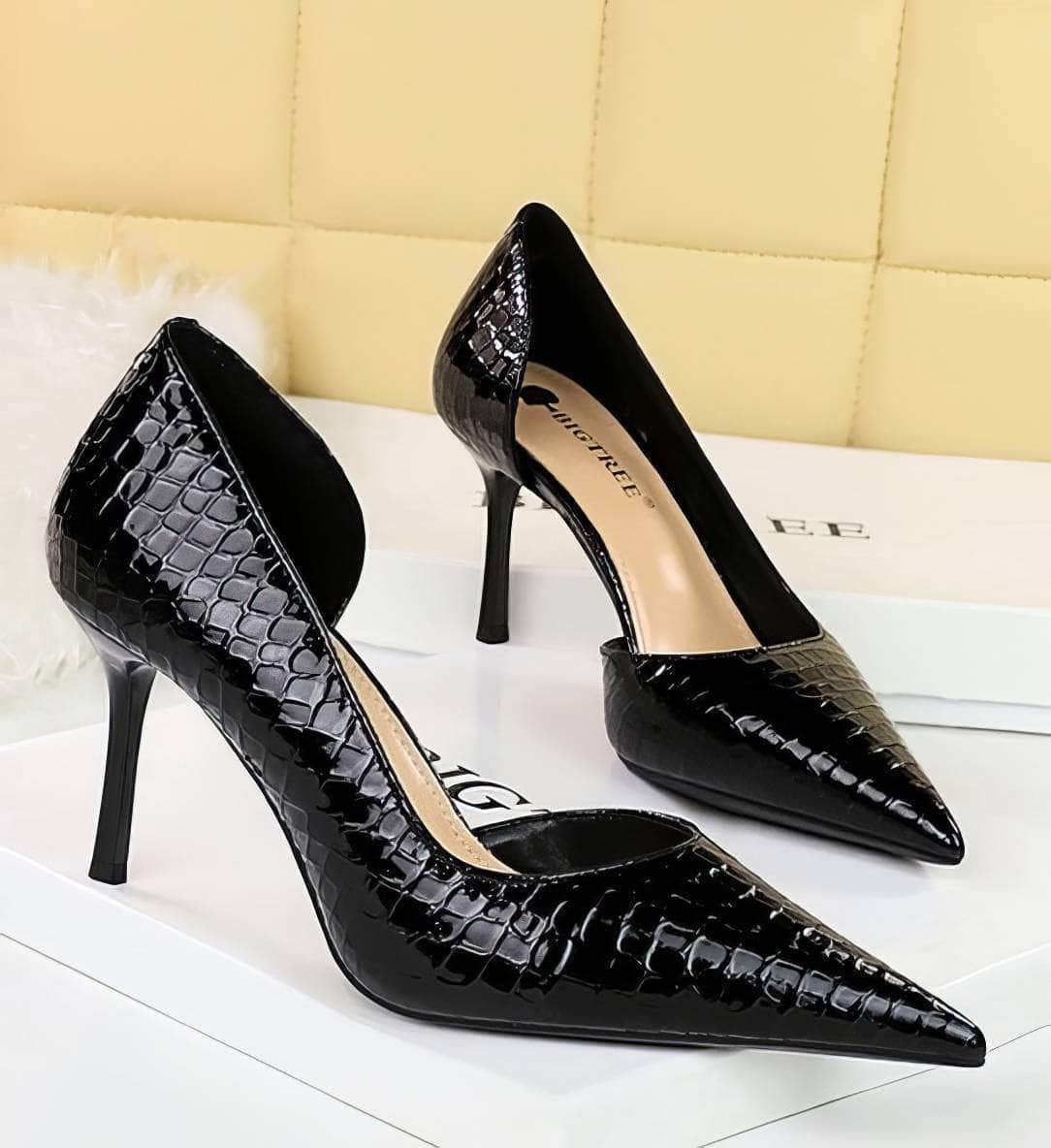Pointed Toes Stiletto Croc Pumps