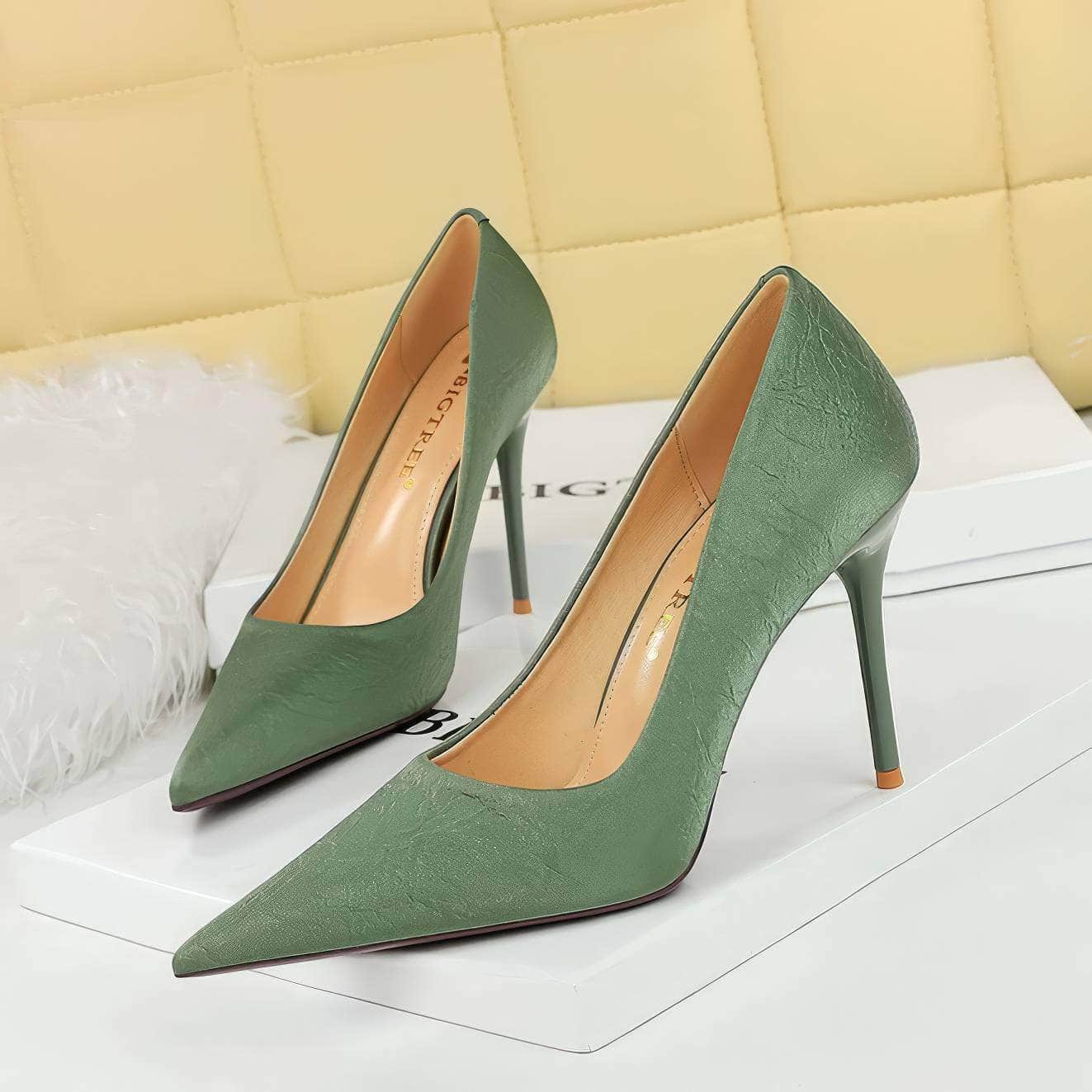 Pointy Ruched Detailed Stiletto Heels