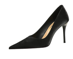 Pointy Ruched Detailed Stiletto Heels EU 33 / Black / 7.5CM