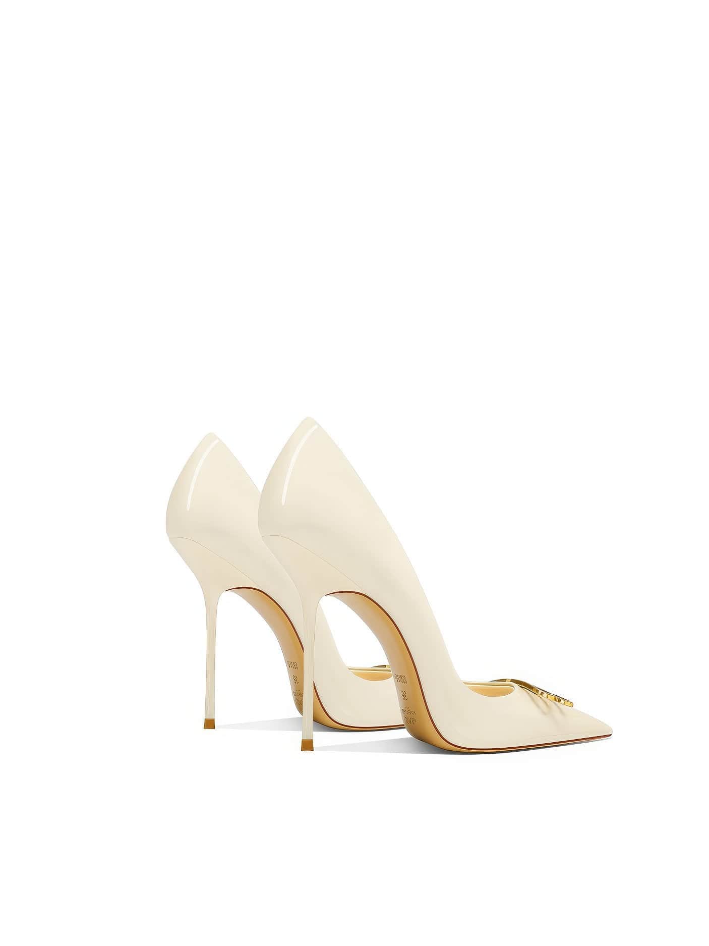 Pointy Toe BB Buckle Embellished Pumps