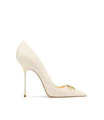 Pointy Toe BB Buckle Embellished Pumps EU 33 / Bisque / 6CM