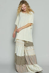 POL Contrast Stitching Half Sleeve Oversized T-Shirt