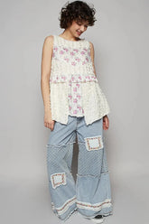 POL Floral Textured Round Neck Sleeveless Top