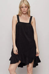 POL Ruffle Hem Sleeveless Mini Dress Black / S