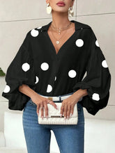 Polka Dot Balloon Sleeve Blouse Black Polka Dots / S