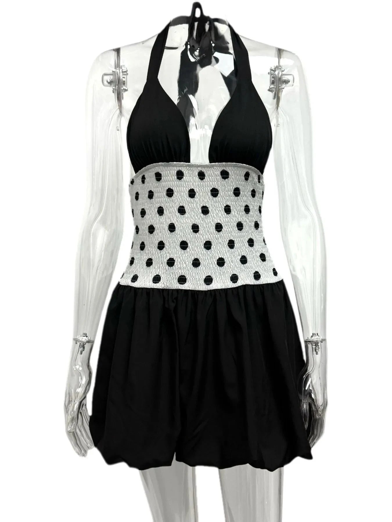 Polka Dot Halter Neck Mini Dress