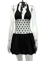 Polka Dot Halter Neck Mini Dress
