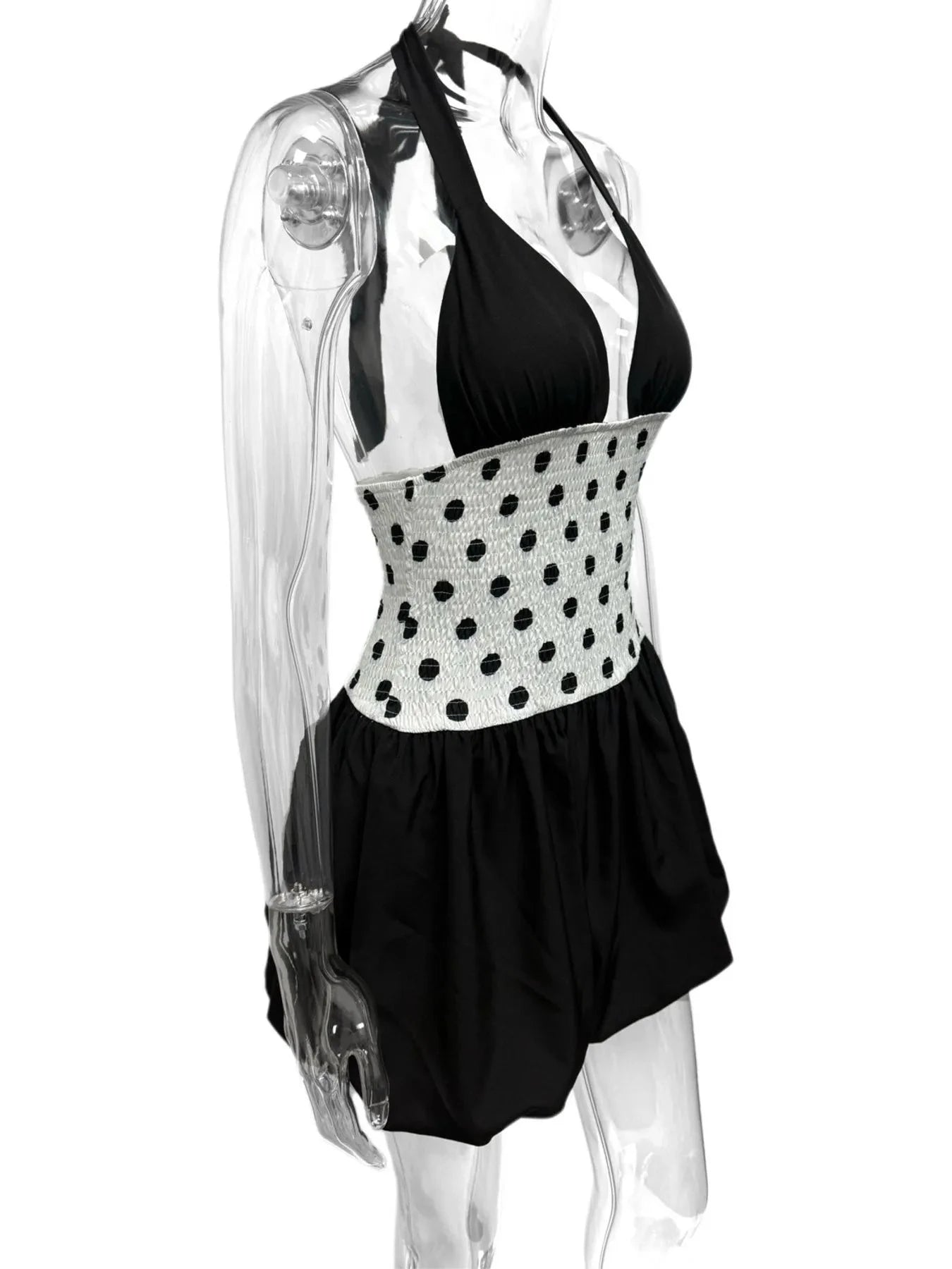 Polka Dot Halter Neck Mini Dress