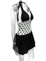 Polka Dot Halter Neck Mini Dress