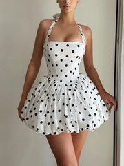Polka Dot Halter Neck Mini Dress