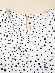 Polka Dot Layered Ruffled Short Sleeve Blouse