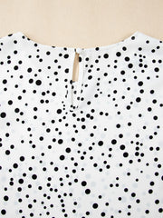 Polka Dot Layered Ruffled Short Sleeve Blouse