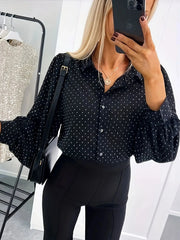 Polka Dot Oversized Button-Up Shirt
