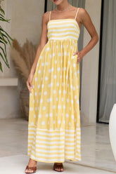 Polka Dot Square Neck Cami Dress Yellow / S