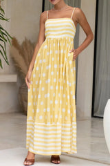 Polka Dot Square Neck Cami Dress Yellow / S