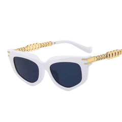 Polygon Cat Eye Luxury Sunglasses White Gray / Resin