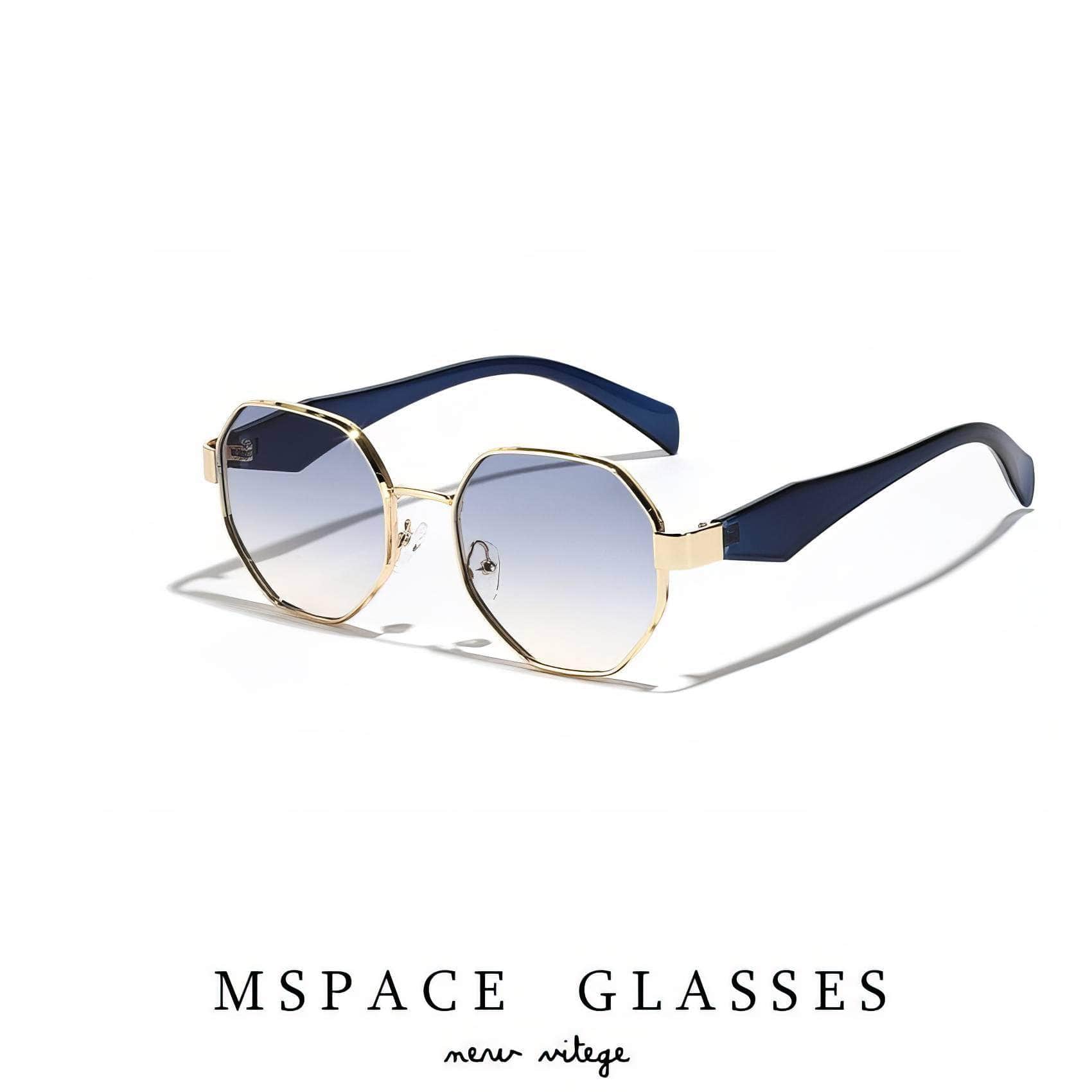 Polygon Tinted Frame Sunglasses Light Blue/Black / Resin