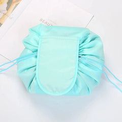Portable waterproof women's drawstring makeup organizer and cosmetic bag Sky Blue