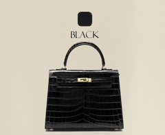 Premium Croc Shoulder Handbag Black / Large