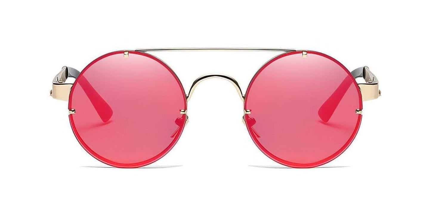 Premium Optical Retro Sunglasses Gold/Red Mercury / Resin