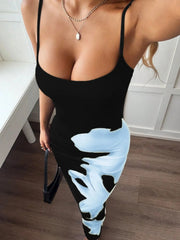Printed Bodycon Spaghetti Strap Maxi Dress
