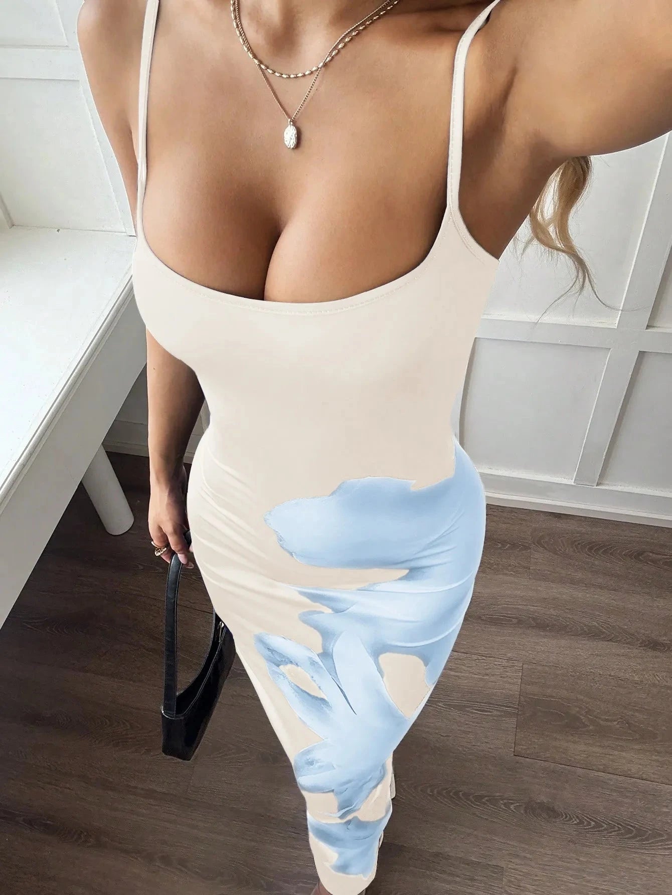 Printed Bodycon Spaghetti Strap Maxi Dress