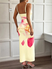 Printed Bodycon Spaghetti Strap Maxi Dress