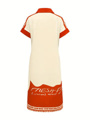 Printed Button Down Shirt Dress