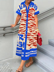 Printed Button Down Shirt Dress