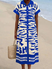 Printed Button Down Shirt Dress