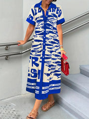 Printed Button Down Shirt Dress