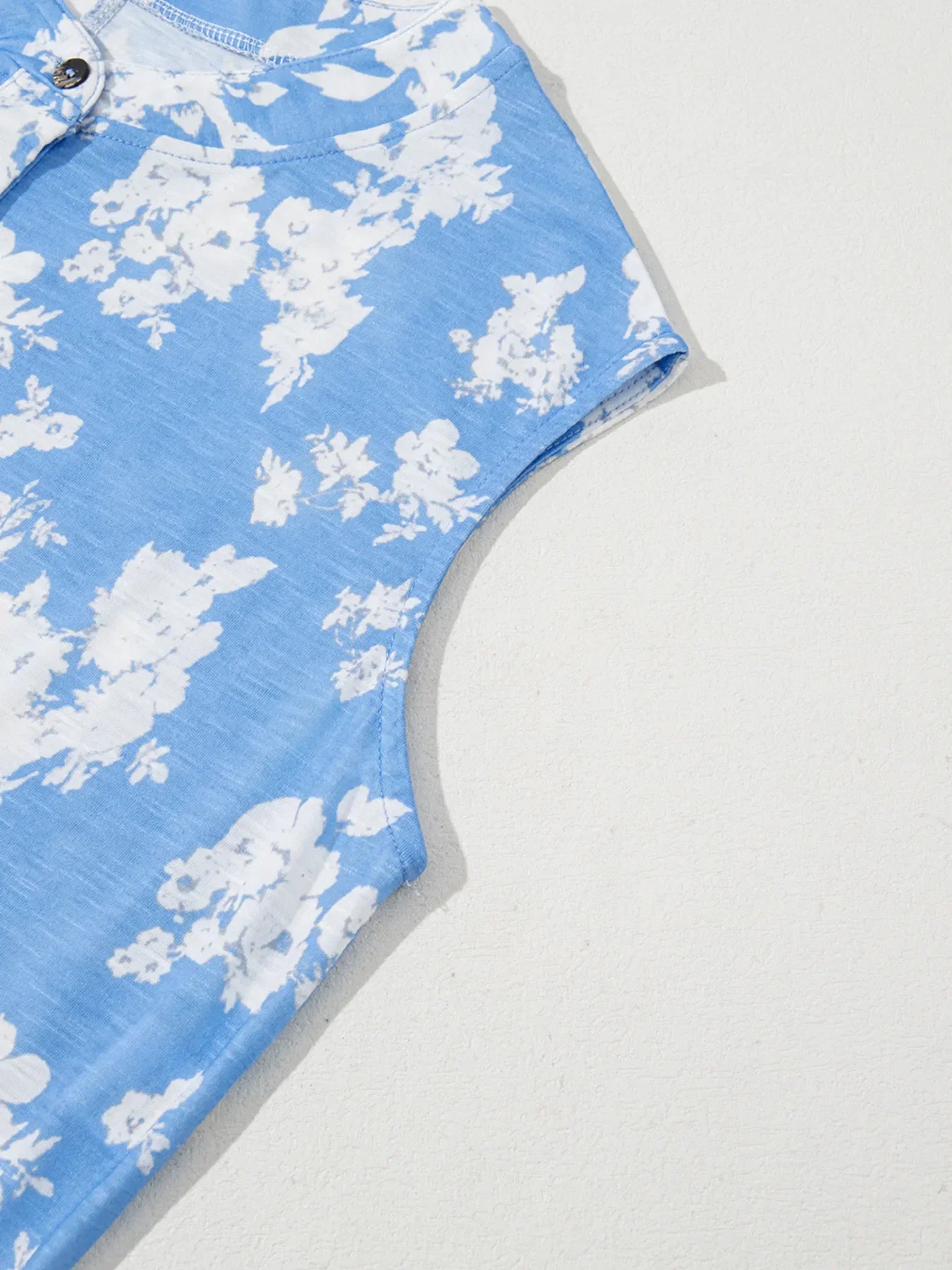 Printed Button-Front Wide Leg Jumpsuit