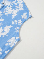 Printed Button-Front Wide Leg Jumpsuit