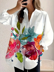 Printed Button Up Long Sleeve Shirt