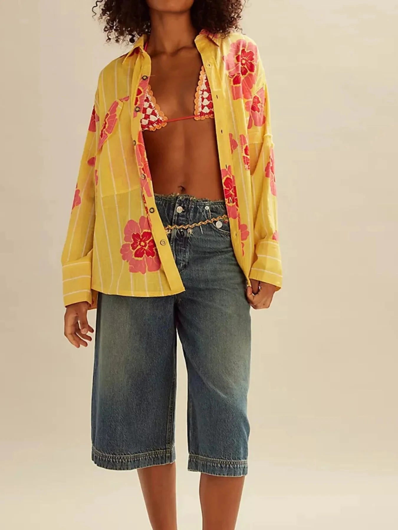 Printed Button-Up Long Sleeve Shirt