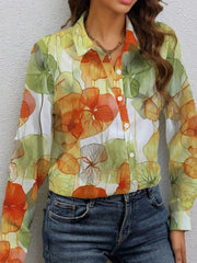 Printed Button Up Long Sleeve Shirt