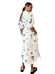 Printed Button Up Midi Shirt Dress