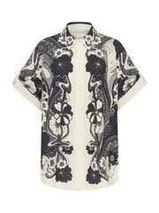 Printed Button Up Shirt and Pants Set