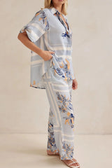 Printed Button Up Shirt and Pants Set
