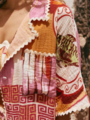 Printed Button Up Shirt and Shorts Set