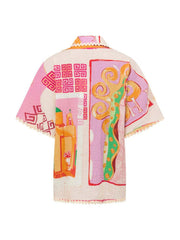 Printed Button Up Shirt and Shorts Set