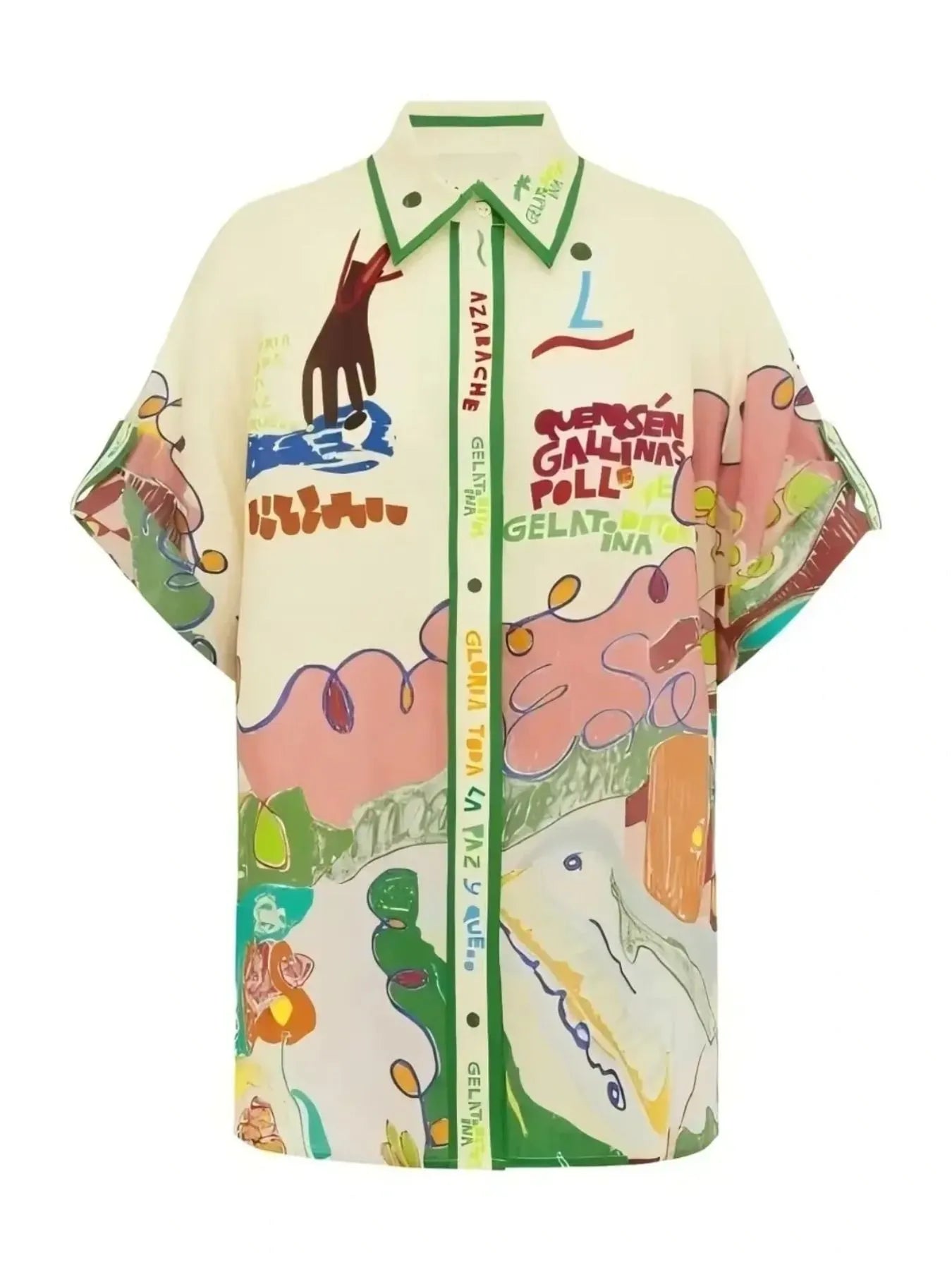 Printed Button Up Shirt and Shorts Set