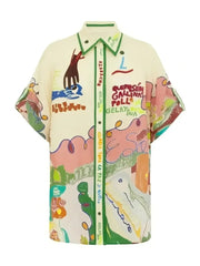 Printed Button Up Shirt and Shorts Set