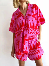 Printed Button Up Shirt and Shorts Set