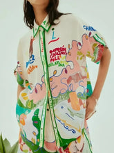 Printed Button Up Shirt and Shorts Set Multicolor / S