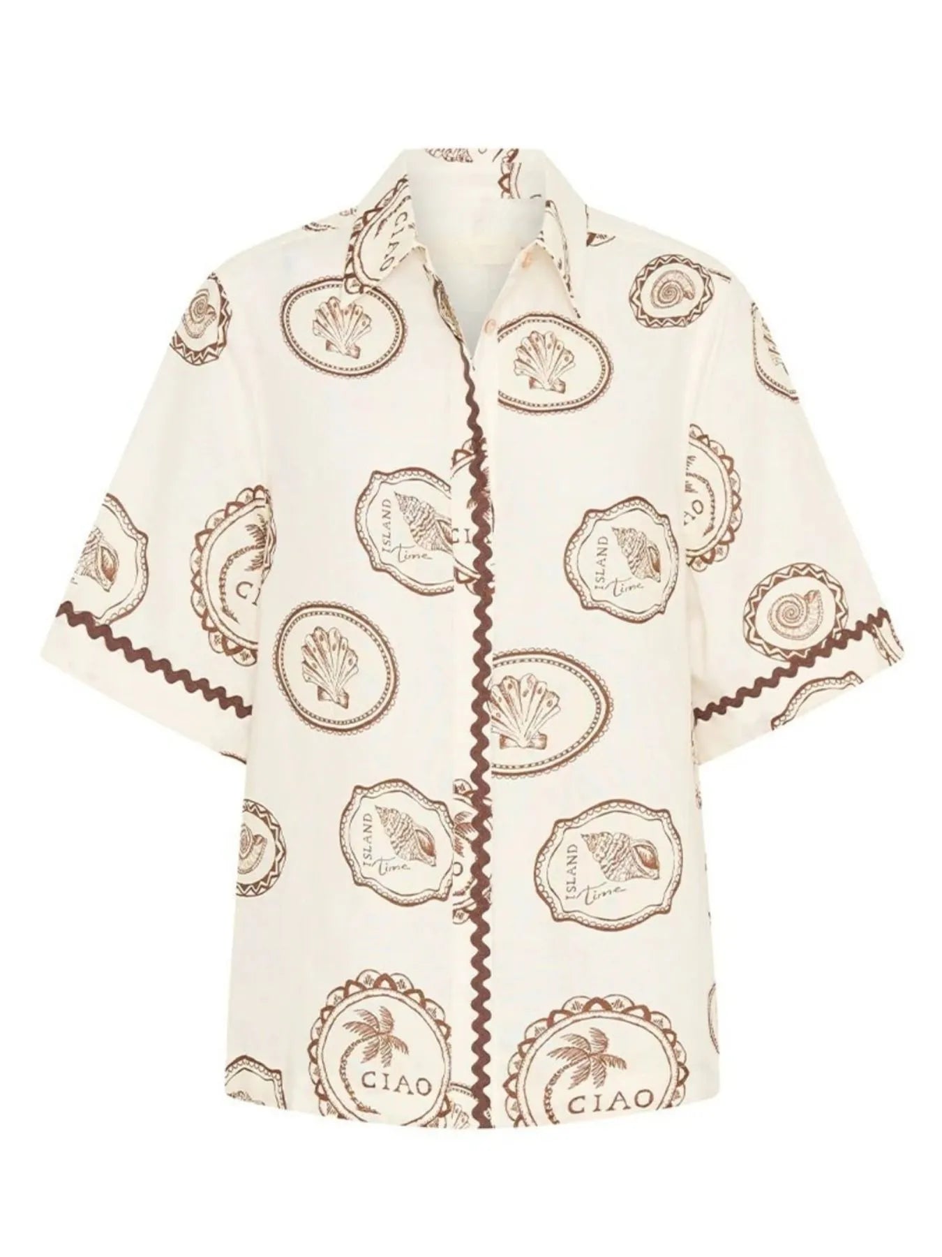 Printed Button Up Shirt and Skirt Set