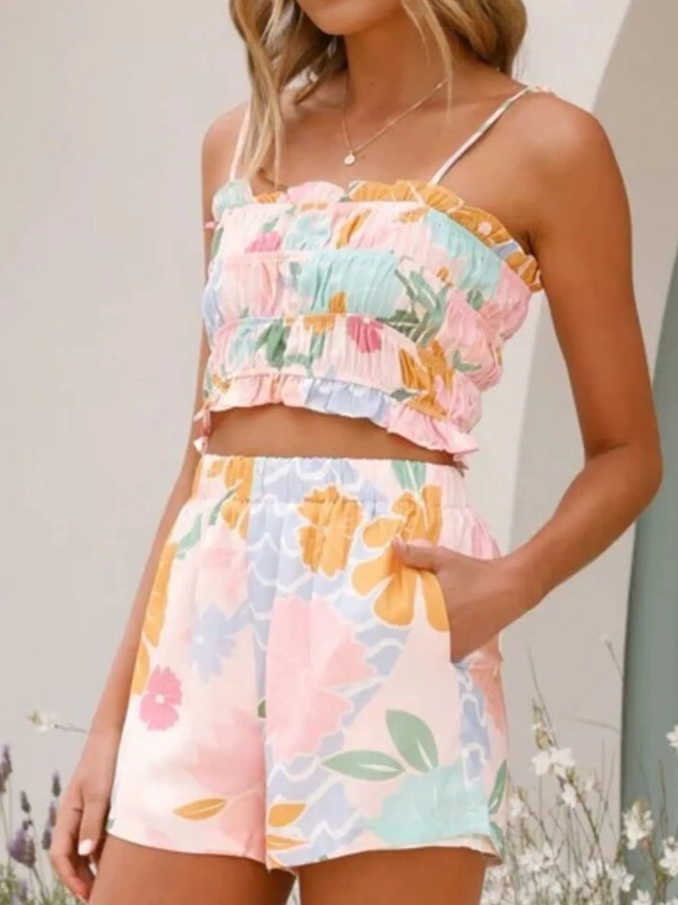 Printed Cami and Shorts Set